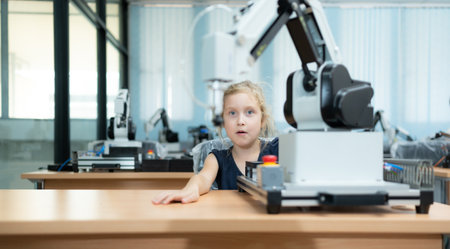 Children using the hand robot technology, Students are studying technology, which is one of the STEM courses.の写真素材