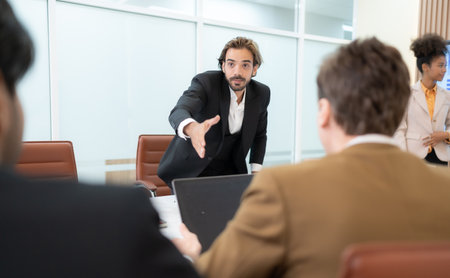 Group of young businessmen in international companies, Meeting to conclude a new responsible project.の写真素材