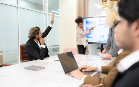Group of young businessmen in international companies, Meeting to conclude a new responsible project.の写真素材