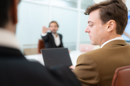 Group of young businessmen in international companies, Meeting to conclude a new responsible project.の写真素材