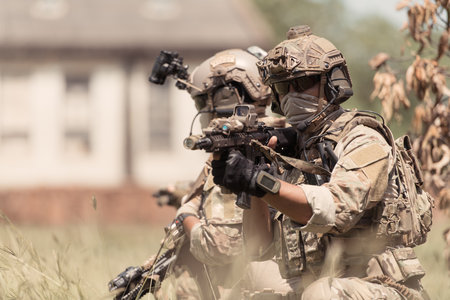 Special operations forces, Study geography and plan an attack on the enemy.の写真素材