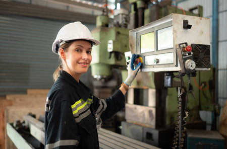 Portrait of mechanical engineers are checking the working condition of an old machine that has been...