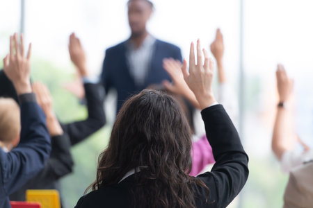 A group of business people organizes a seminar. Discuss the success of doing business in a...