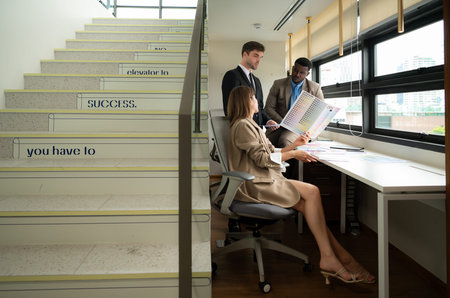 Group of diverse business people working together in the office, Brainstorming about creating and...