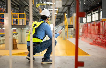 Electric vehicle engineer prepare to inspect electric train according to the inspection cycle. Before the electric train enters the train repair tracksの写真素材