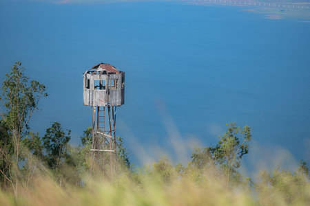 Lifeguard tower in the middle of a meadow