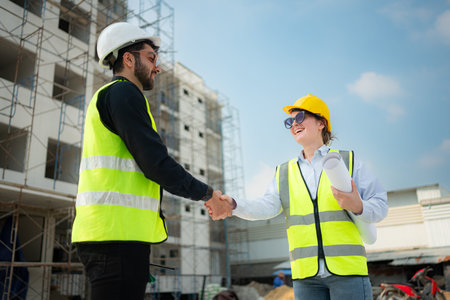Portrait of architect and engineer with experience in multi-story building constructionの写真素材