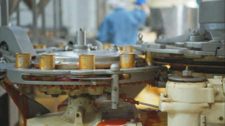 Process and production line in canned fish factoryの写真素材