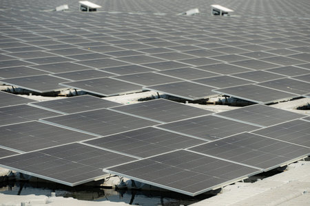 Floating solar panels in Thailand, Provide clean natural energy from sunshine.