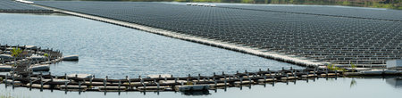 Floating solar panels in Thailand, Provide clean natural energy from sunshine.
