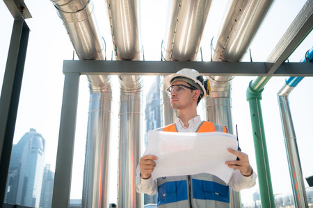 Engineers inspect the completed air conditioning and water systems to continue verifying their...