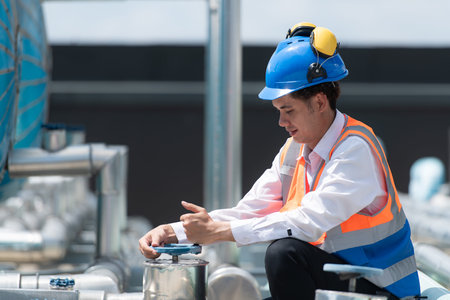 Engineers inspect the completed air conditioning and water systems to continue verifying their...