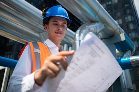 Engineers inspect the completed air conditioning and water systems to continue verifying their...