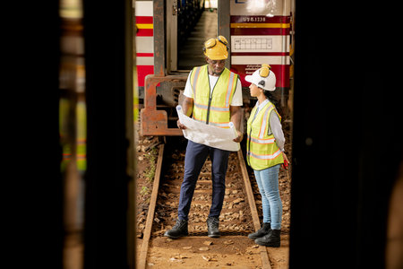 Railway technicians and engineers, Inspect the trains in train repair station before being used to...