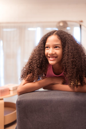 Portrait of teenage girl enjoying the birthday anniversary partyの写真素材