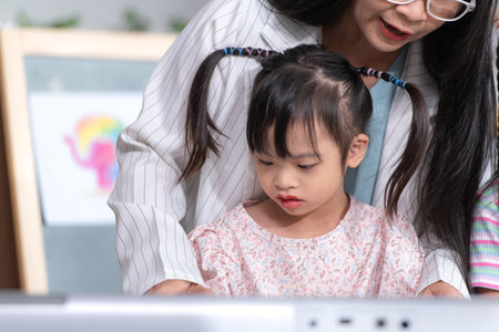 Portrait of special students doing learning activities in a special classroomの写真素材