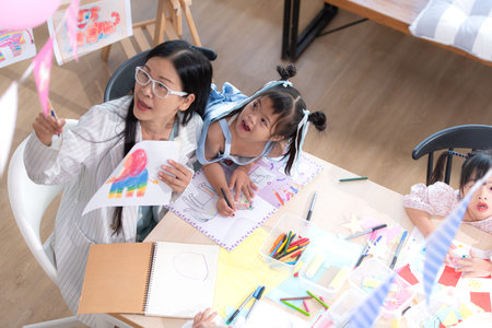 A group of special students doing learning activities in a special classroom