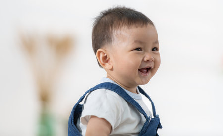 Baby's rest after breakfast timeの写真素材