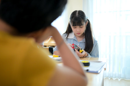 STEM Class, Teacher and students in basic engineering classroomの写真素材