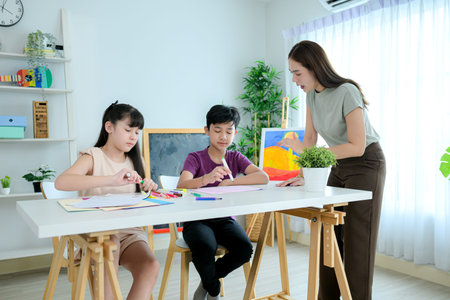 Creativity Class, Teacher and students in the art classroom