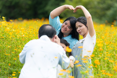 Family vacation day with outdoor activities in the parkの写真素材