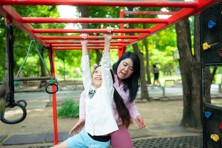 Family vacation day with outdoor activities in the park