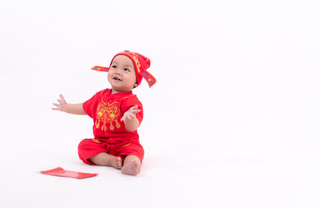 Portrait of child in Chinese New Year celebration clothes