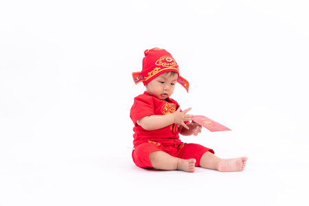 Portrait of child in Chinese New Year celebration clothes