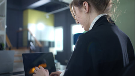 Portrait of businesswoman thinking and finding a good way to make a business planの写真素材