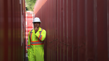 Engineers inspect the standards of containers that are made and repaired at the container...