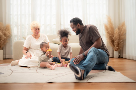Parents and children relax during their holiday at home