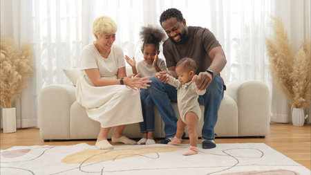 Parents and children relax during their holiday at home