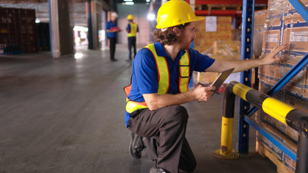 Portrait of warehouse workers are reviewing the list of items based on the documentation