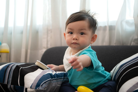 Little boy with a relaxing day at home with family