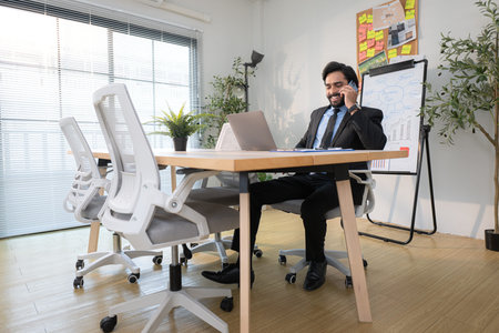 In a contemporary office, boss have prepare before meeting to check on progress of business project
