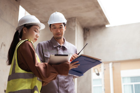 Engineers and architecture inspect and supervise the construction of building walls and foundations...