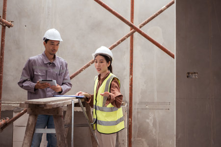 Engineers and architecture inspect and supervise the construction of building walls and foundations...