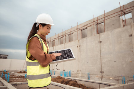 Portrait of engineers in construction siteの写真素材