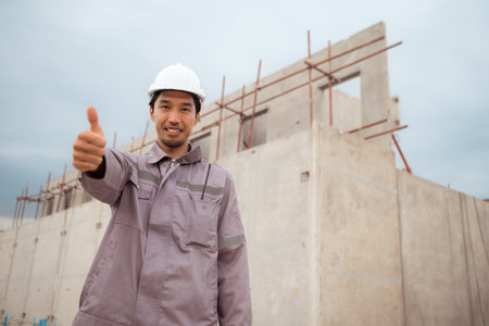 Portrait of engineers in construction siteの写真素材