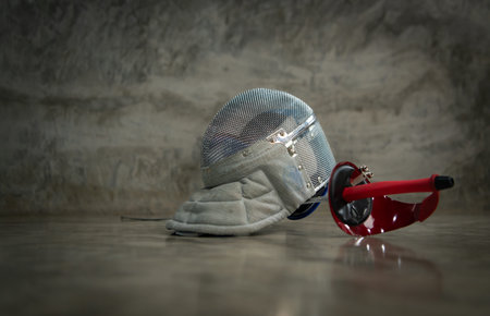 A helmet and a sword are essential equipment for fencing, used for fighting and protecting the face