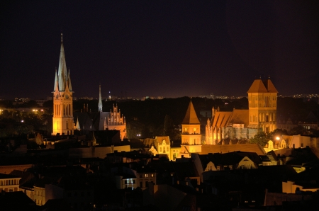 The night scenes of Torun  Poland  の写真素材