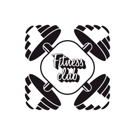 fitness club design concept with two barbellのイラスト素材