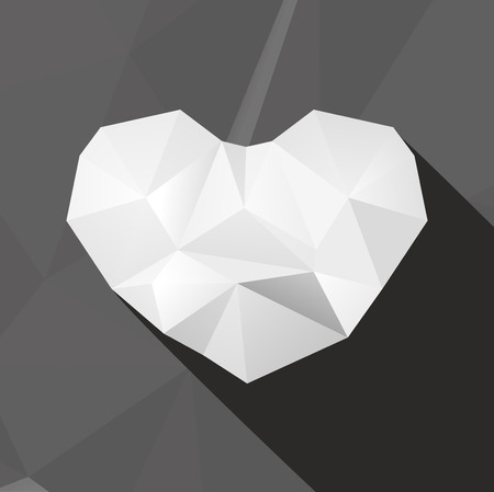 Low poly paper heart on gray background. Vector illustrationのイラスト素材