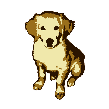 Fun and cute little dog golden retriever painted in the style of pop artのイラスト素材
