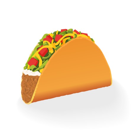 Single mexican Taco vector illustrationのイラスト素材