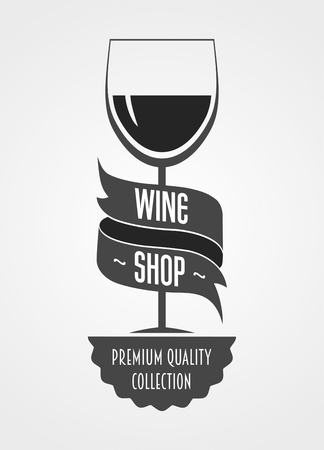 wine shop logo concept or template with glass with wineのイラスト素材