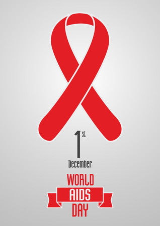 World Aids Day 1st December design concept with red ribbonのイラスト素材