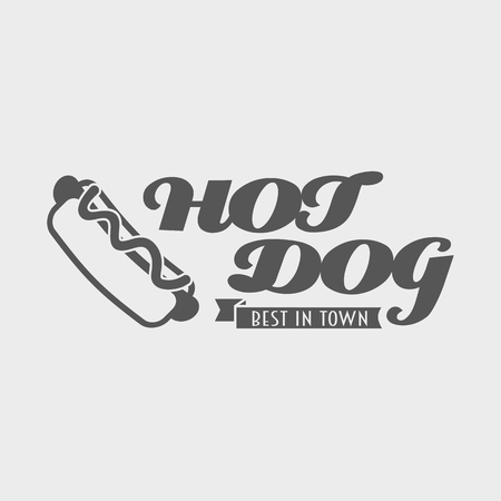 Hot dog label concept. Best in town hot dog vector logo or badgeのイラスト素材