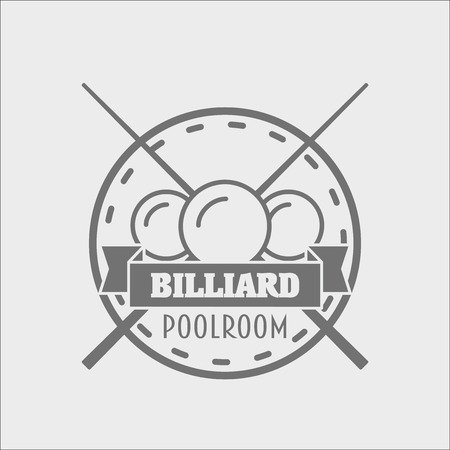Billiards and snooker sports emblem,    badge design concept with balls, cue and text for sporting   and leisure designのイラスト素材