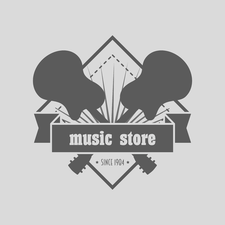 vintage  , badge, emblem  elements for music shop, guitar shopのイラスト素材
